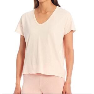 WILDFOX Cream V-Neck Drop Shoulder Short Sleeve Chrissy T-Shirt Size M
